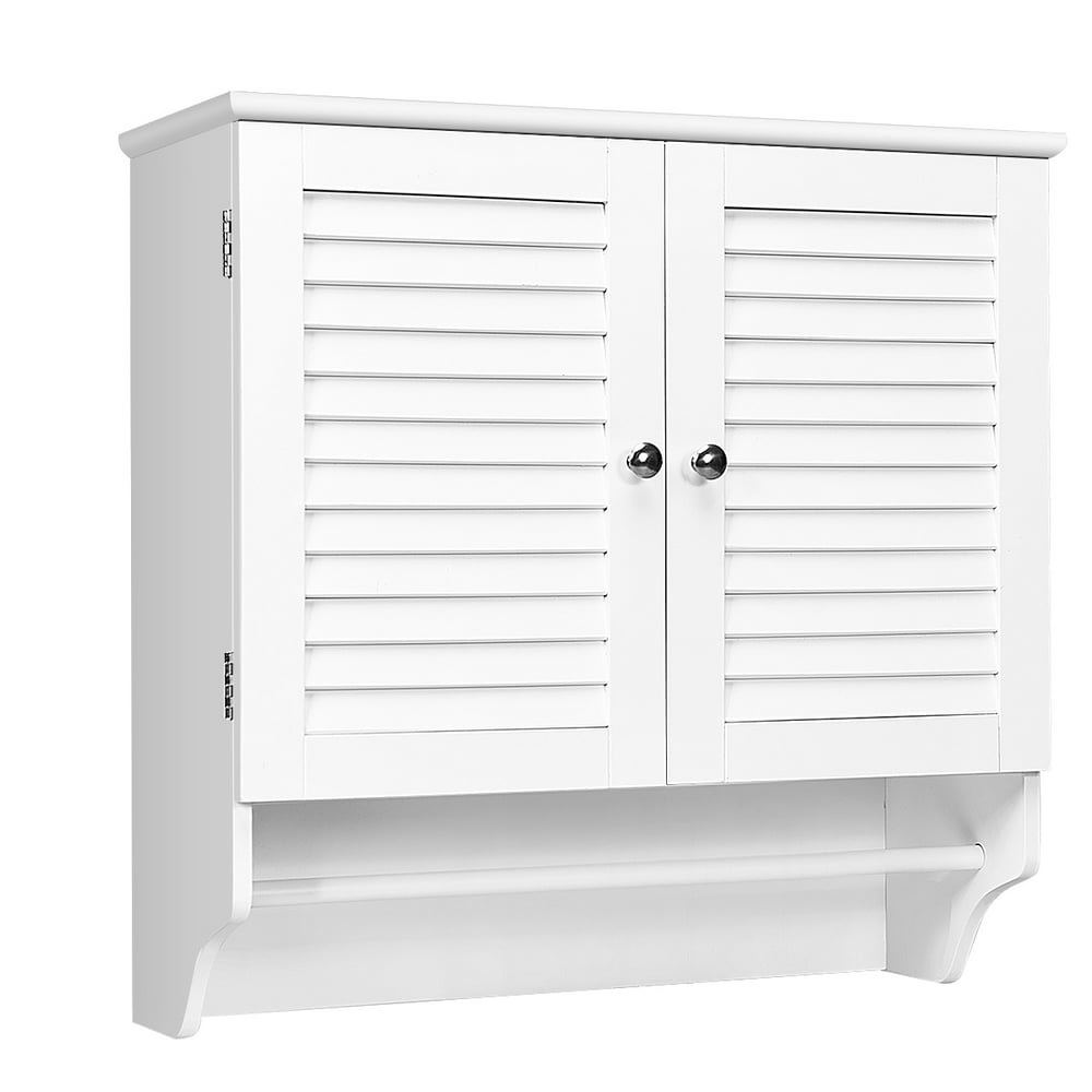 Costway Bathroom Wall Cabinet W/Towel Bar and Adjustable Shelf Storage