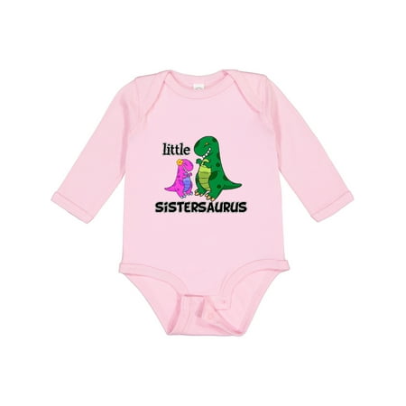 

Inktastic Little Sistersaurus Gift Baby Girl Long Sleeve Bodysuit