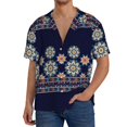 thumbnail image 3 of KLL Blue Mandala Print Men's Shirt Short Sleeve Button Down Summer Cuba Beach Shirts- Small, 3 of 7