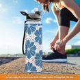 thumbnail image 6 of Flowers Floral Sports Water Bottle Portable Travel Mug 32oz BPA Free Leak Proof Straw Transparent Tritan for Gym Yoga Cycling Camping, 6 of 7