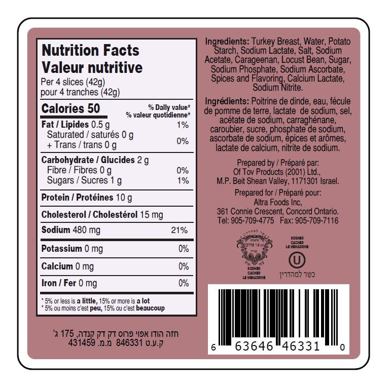 Of Tov Poitrine de dinde rôtie au four 175g