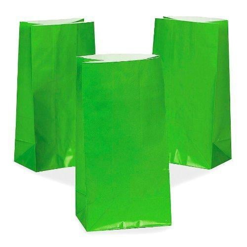 Green Paper Bags Party Supplies 12 Pieces