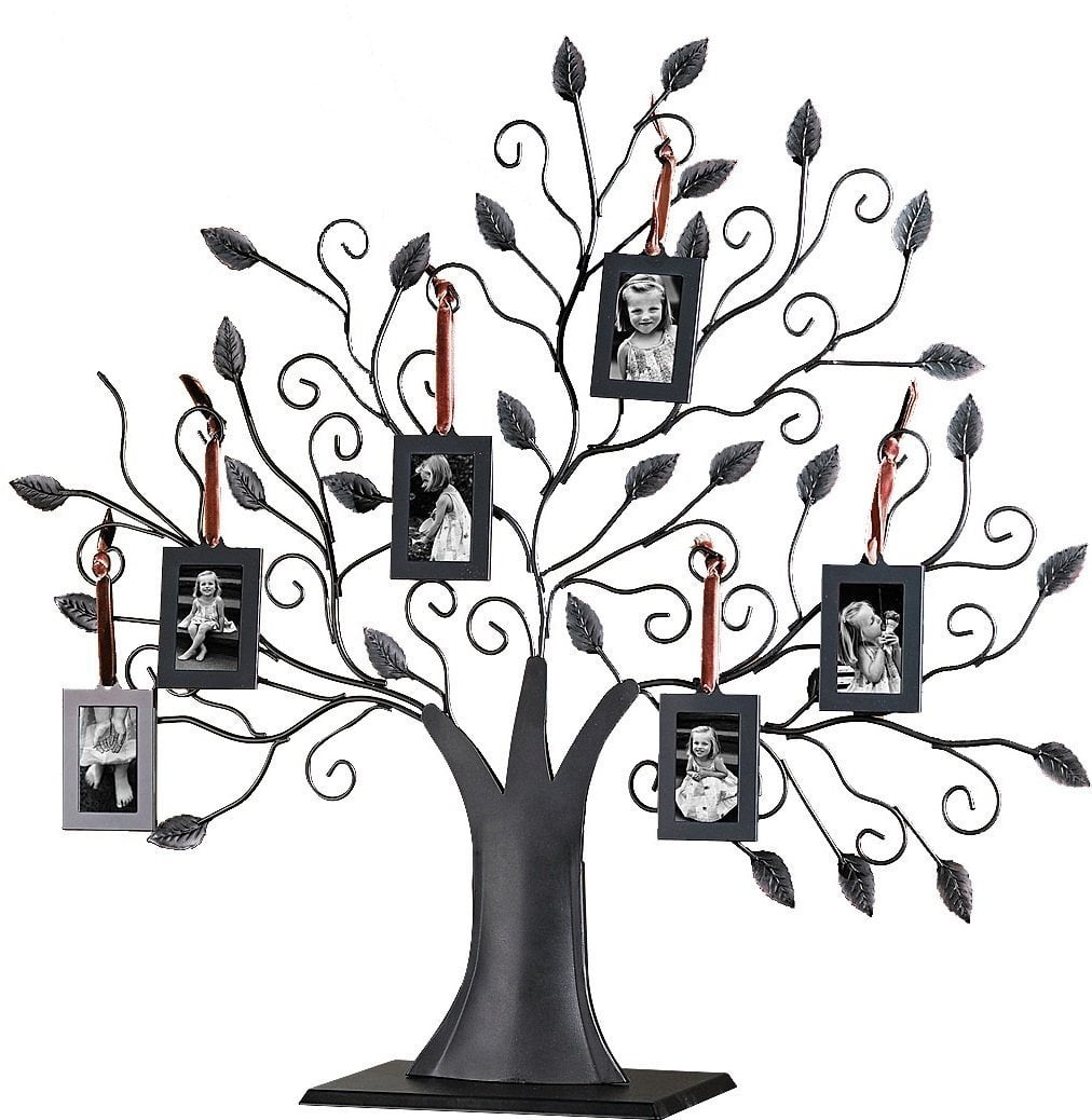 Bronze Metal Family Tree with 6 Hanging Picture Photo Frames, Features