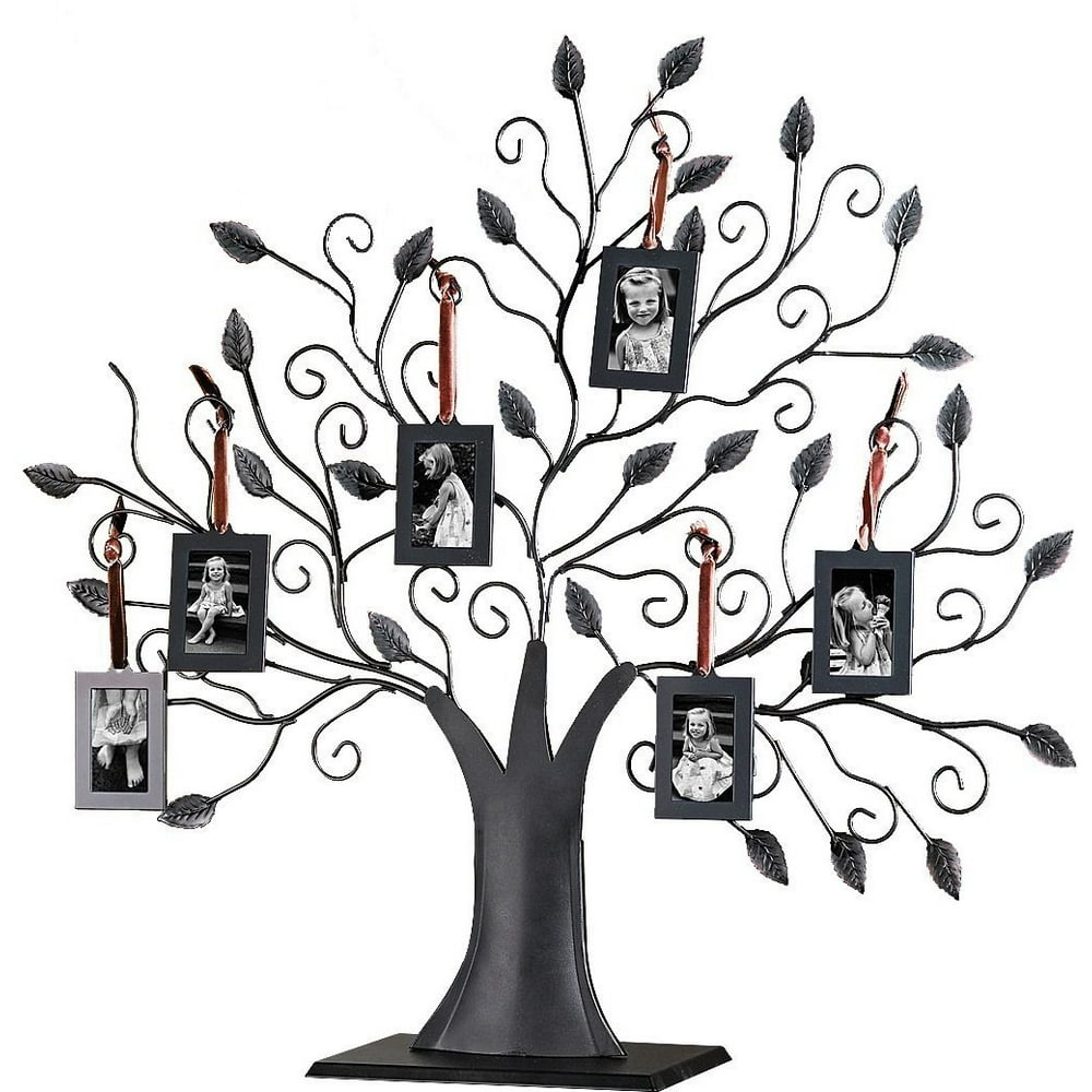 Bronze Metal Family Tree with 6 Hanging Picture Photo Frames, Features