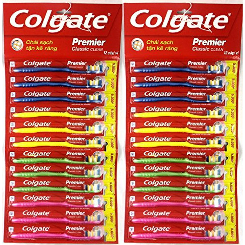 Colgate Toothbrush Premier Classic Clean Medium (Pack of 24) Walmart