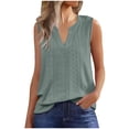 thumbnail image 3 of Pxxlle Whiter Eyelet Tops for Women Summer Casual Sleeveless Tank Top Loose Fit V Neck Trendy Shirts for Going Out Army Green L, 3 of 10