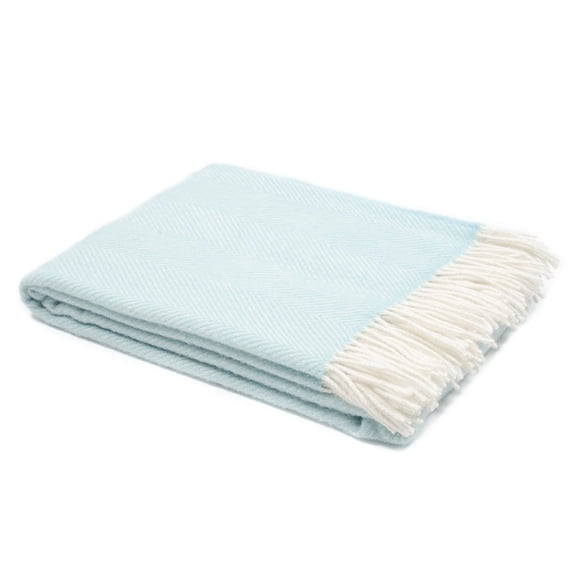 Barker Textiles Scandinavian 100% Wool Throw Blanket, 51x75 in Light Blue