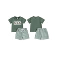 thumbnail image 2 of BemeyourBBs Toddler Baby Boy Summer Clothes Newborn Infant Baby Boys 2 Pieces Outfit Tree Duck Shark Short Sleeve T-shirts Striped Elastic Waist Pockets Shorts Set, 2 of 9