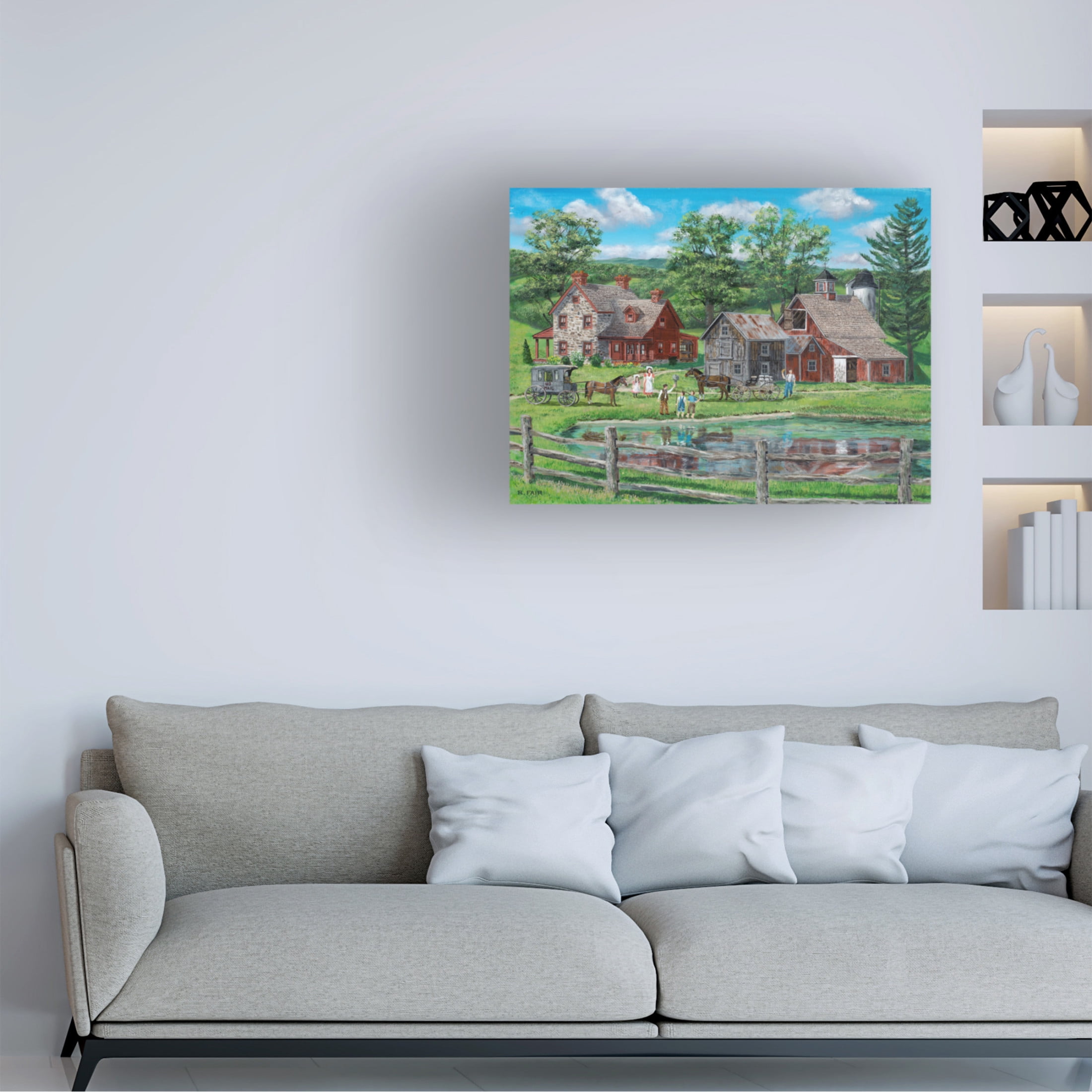 Canvas Wall Art - Bob Fair 'Summer Pond' Wall Art for Living Room, Bedroom, or Office Décor by Trademark Fine Art - 32 x 24 Inches