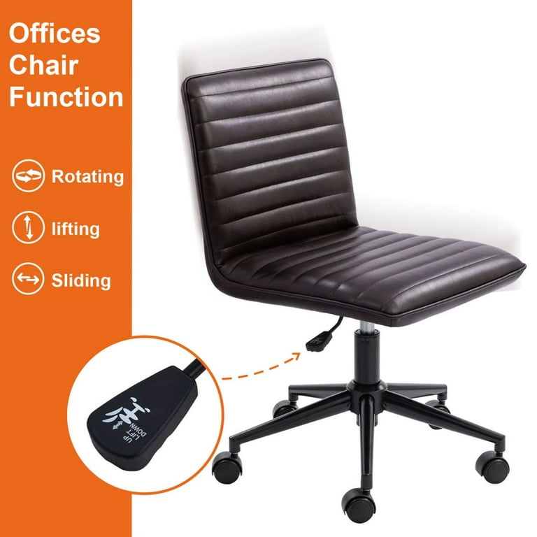 Furniliving Leather Desk Chair Armless Office Chair Adjustable