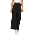 thumbnail image 2 of qolati Womens Wide Leg Pants 2024 Fall Winter Rib Knit Elastic Waist Palazzo Yoga Sweatpant Casual Flowy Lounge Sweater Pants, 2 of 6