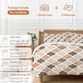 thumbnail image 6 of 3 Piece Ombre Brown Geometric Plaid Retro Abstract Morocco Gingham Duvet Cover Set Queen Size,Microfiber Comforter/Quilt Cover with Corner Ties and 2 Pillowcases,Soft Bedding with Zipper Closure, 6 of 8