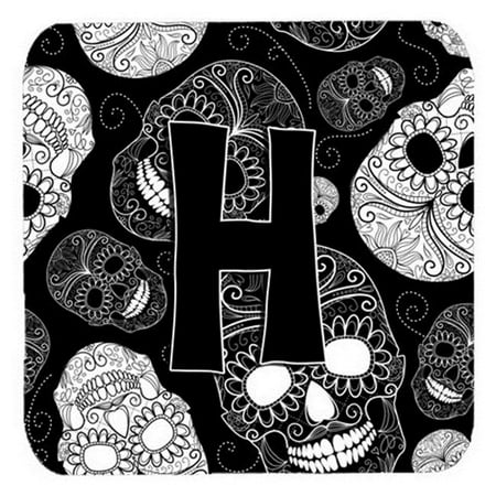 

Letter H Day Of The Dead Skulls Black Foam Coasters Set Of 4