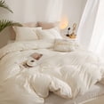 thumbnail image 3 of Duvet Cover King Size Soft Washed Microfiber Ivory Duvet Cover with Zipper, 3 of 9