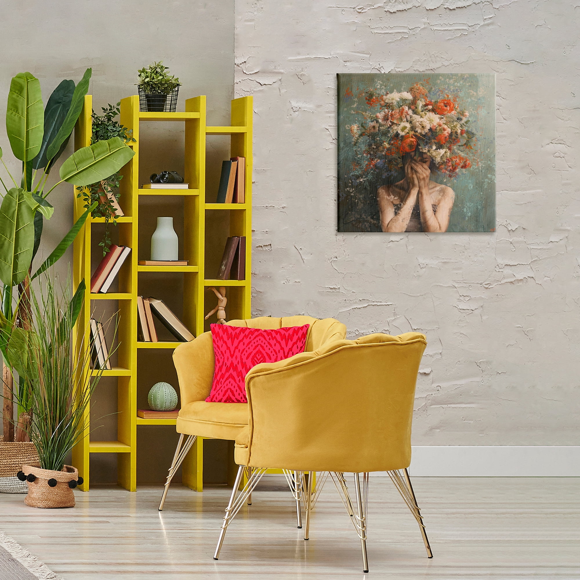 Stupell Industries Floral Figure Portrait Floral & Botanical Painting Wrapped Canvas Art Print Wall Art, 24 x 24