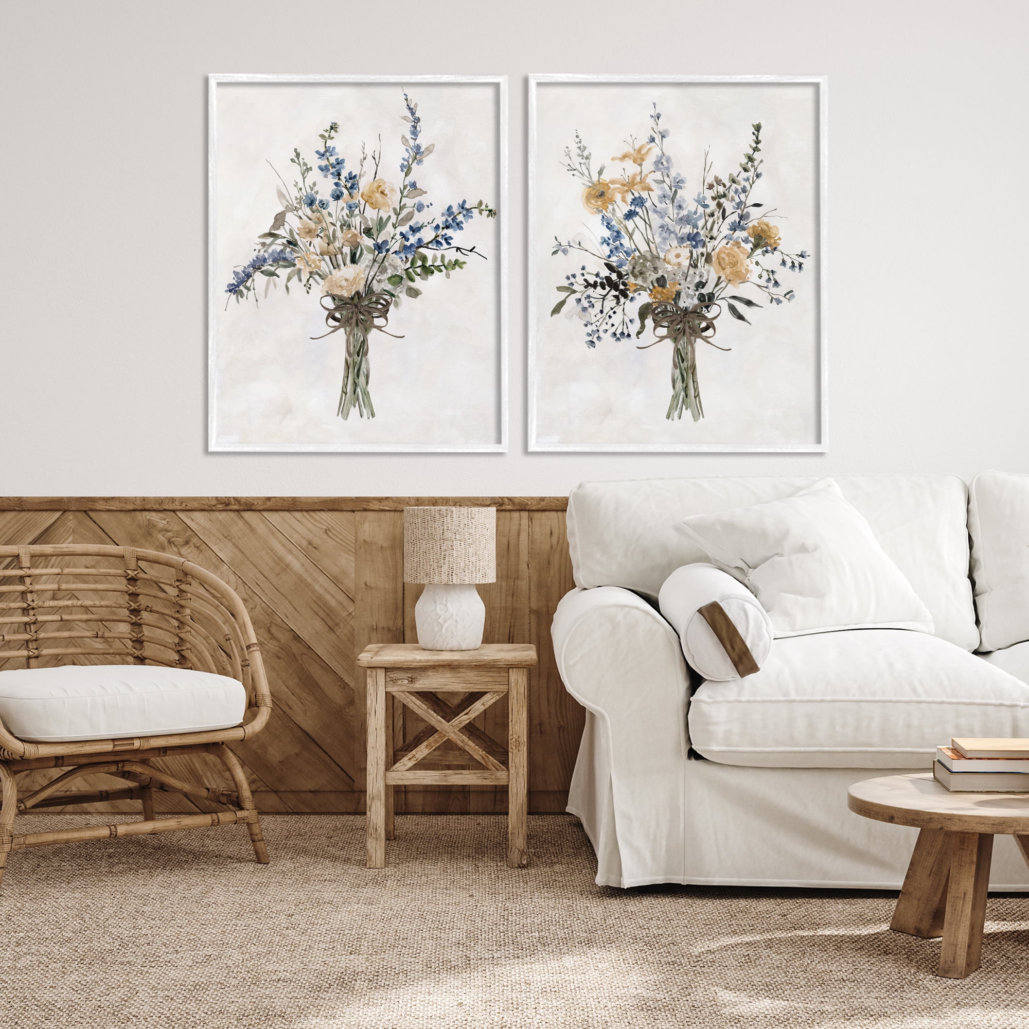 Stupell Industries Bushels of Herbs 2 Piece White Framed Giclee Art Set, design by Carol Robinson