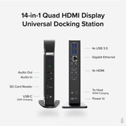 Plugable 14-in-1 USB C Docking Station with 4x HDMI, Quad Dock with 100W Charging