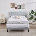 thumbnail image 2 of VECELO Full Size Bed Frame, Modern Upholstered Platform Bed Frame with Adjustable Headboard, Wooden Slats Support/No Box Spring Needed, Light Gray, 2 of 12