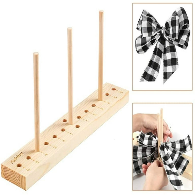 Extended Bow Maker for Ribbon Wreaths Wooden Bow Making Tool with Twist  Ties Ribbon Bow Maker for Halloween Christmas Party Decorations Hair Bows  Corsages Holiday Wreaths DIY Crafts 