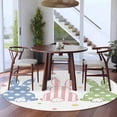 thumbnail image 4 of Easter Rabbit Large Area Rugs for Bedroom Living Room, Soft Non Slip Carpet Bedside Rug, Pink Blue Green Bunny Spring Polka Dots Round Floor Cover Kitchen Accent Rug 6' for Dining Room/Office, 4 of 9