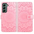 thumbnail image 6 of Compatible with Samsung Galaxy S22 5G Wallet Phone Case and Tempered Glass Screen Protector Flip Credit Card Holder Stand Mandala Flower Cell Cover for S 22 22S 4G G5 6.1 inch Women Men Pink, 6 of 9