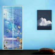 Hazel Tech//Anti Mosquito Magnetic Screen Door Marine Organism Printed Lace Top with 7 Pairs Magnetic Buckles and 6 Pairs Magnetic Strips Automatically Shut Mesh Curtain