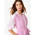 thumbnail image 5 of Free Assembly Women's Tiered Mini Shirt Dress with Long Sleeves, Sizes XS-XXL, 5 of 8