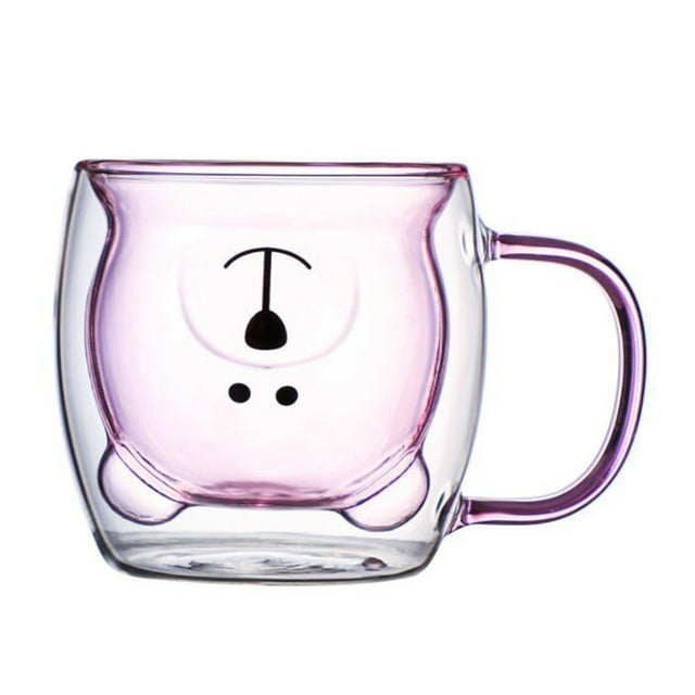 Coffee Mug Double-Layer Glass Cup Bear Table And Desk Decoration Heat Transfer Resistant Glassware Glasses With Handles