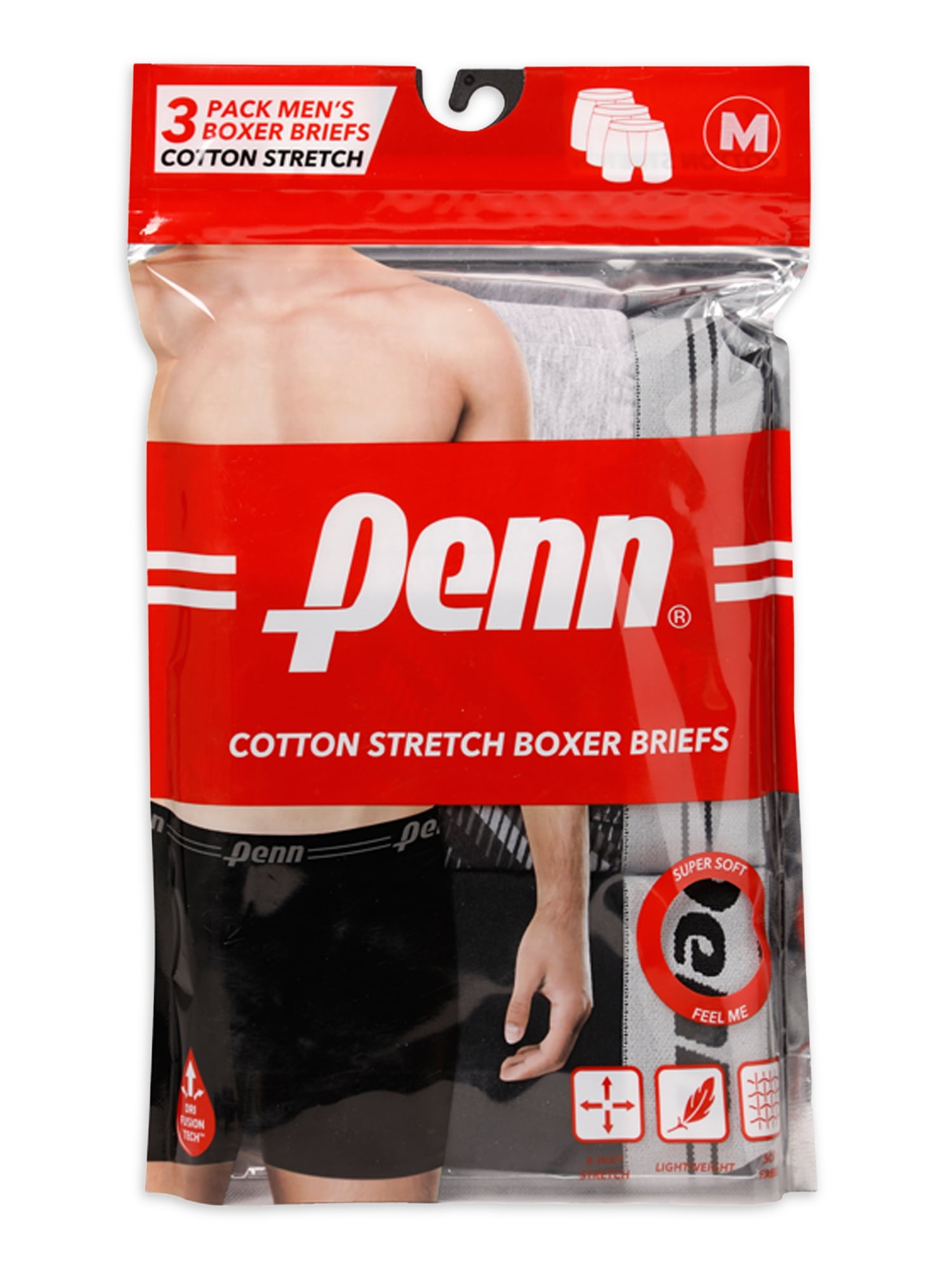 Penn Men’s Cotton Stretch Boxer Briefs, 3-Pack