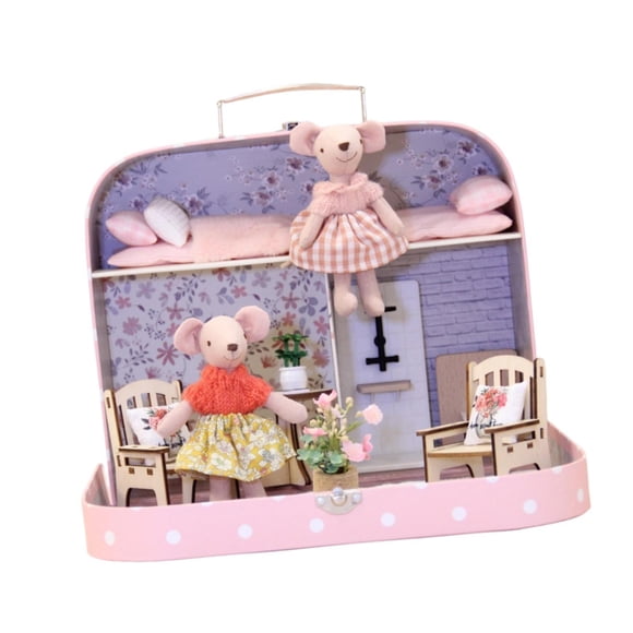 Casa de muñecas portátil, juego infantil, juguete de imitación, accesorios decorativos, mano de obra fina, regalos de cumpleaños, maleta, juguete de
