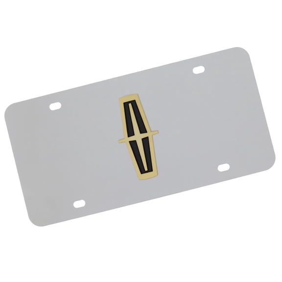 Lincoln Logo License Plate (Gold On Chrome)