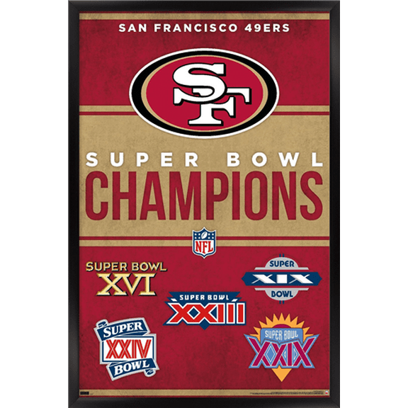 NFL San Francisco 49ers - Champions 23 Wall Poster, 14.725" x 22.375" Framed