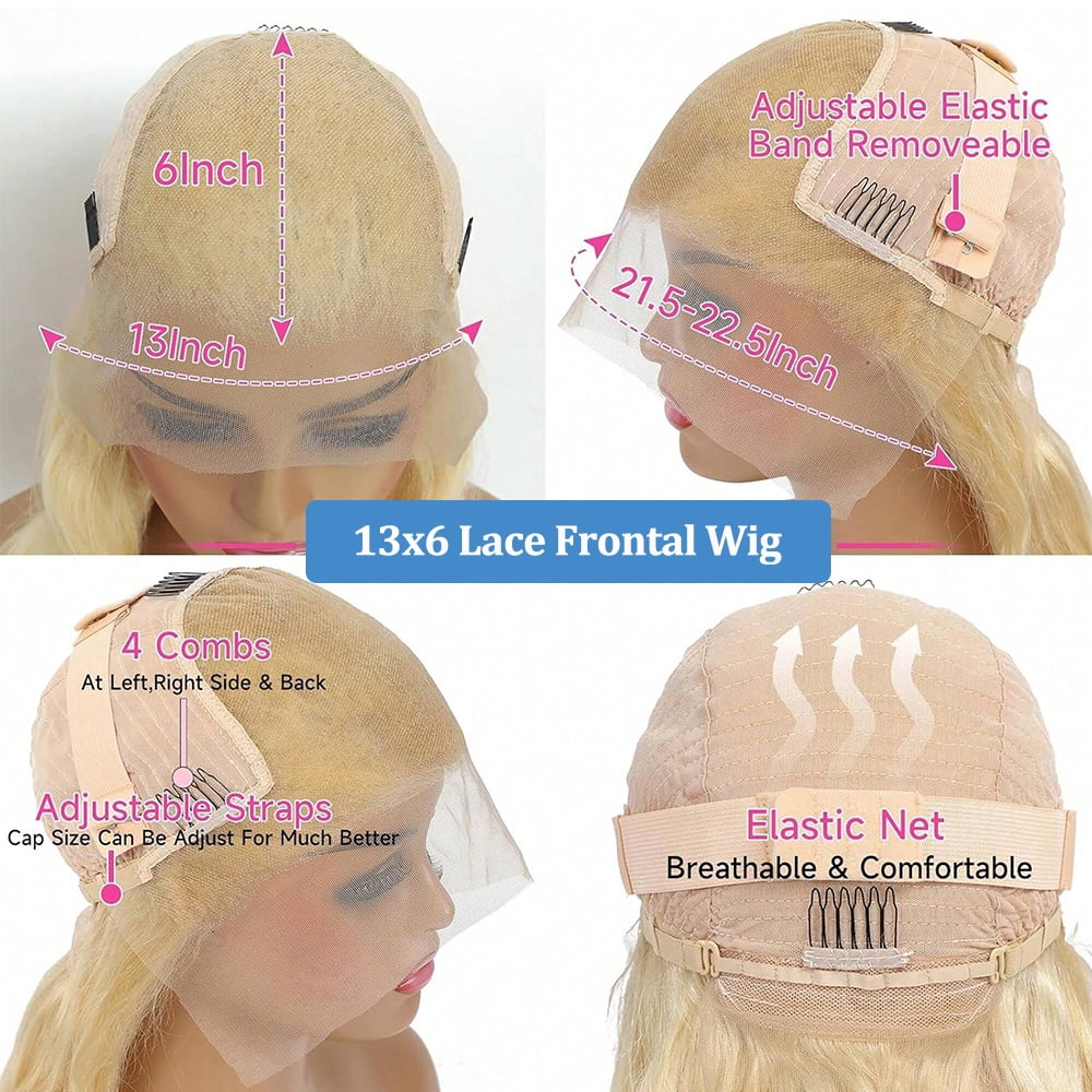 30 Inch 613 13x6 Lace Front Wig Human Hair 200 Density Blonde Body Wave Lace Front Wigs Human Hair Pre Plucked 613 HD Lace Frontal Wig 13x6 Blonde Wig Human Hair 613 Human Hair Wig for Women