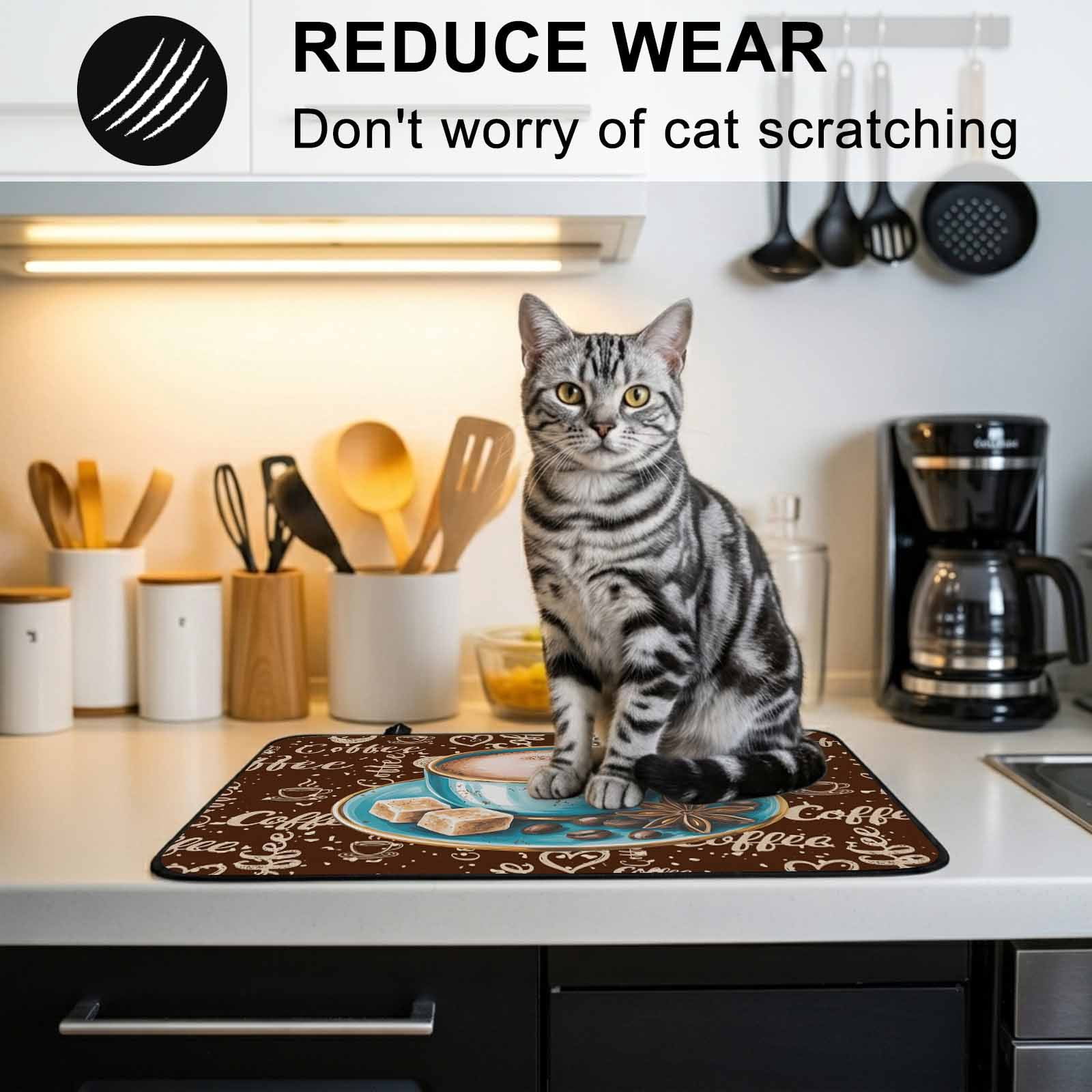 Coffee Stove Top Cover for Electric Stove, Heat-proof & Non Slip Glass Top Stove Cover Protector, Brown Teal Pastoral Vintage Art Kitchen Flat Cooktop Rubber Mat 24x21 Inches