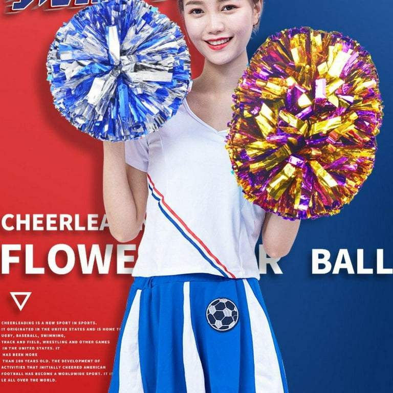 We Moment Blue and Red 12in Cheerleading pom poms Metallic Foil  Cheerleading Poms 2pcs