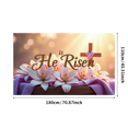 thumbnail image 1 of He is Risen Cross Banner Christian Easter Lily Backdrop Religious Event Church Decor Spring Decoration Background Party Supplies Celebration, 1 of 4