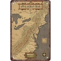 Appalachian Trail map 8x12 Inches Retro Vintage Decor Sign Metal Tin Sign Home Bar Wall Decor