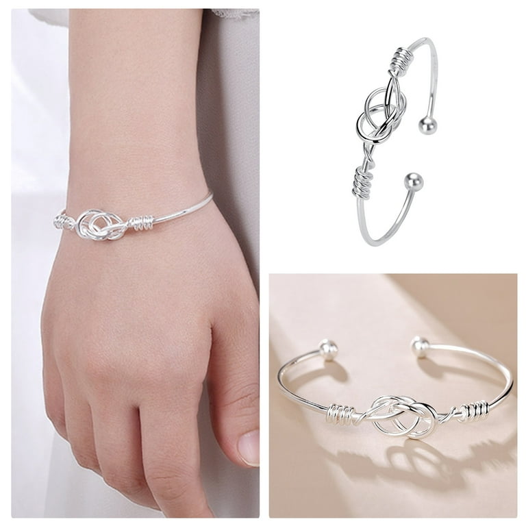 Geometric Knot Women Bracelet Cute Design Adjustable Sterling Silver Bracelets For Womens Girls Women Fashion Jewelry
