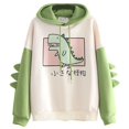 thumbnail image 2 of Sudadera con capucha de dinosaurio de gran tamaño para mujer, estampado informal, sudadera gruesa, tops de dinosaurio, estilo coreano, moda, invierno, 2 of 5
