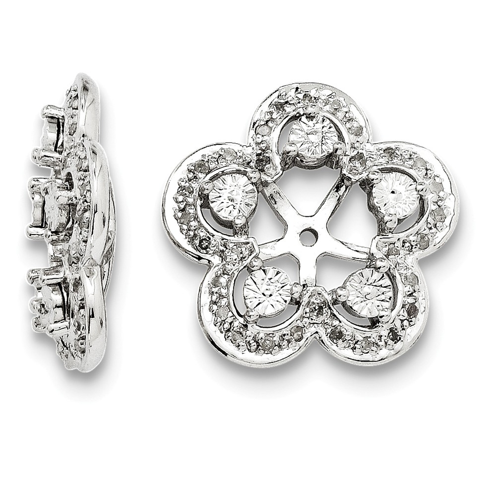 White Sterling Silver Earring Jackets & Enhancers Women'S Diamond Round 16 mm