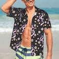 thumbnail image 5 of KLL Men's Hawaiian Shirt Short Sleeve Button Down Beach Shirts-Snake And Floral1, 5 of 5