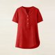 thumbnail image 5 of TaTaai Summer V Neck Casual Top, Women's Half Button Open Front Design, Linen Inspired Short Sleeve Solid Color Shirt Gift, 5 of 9