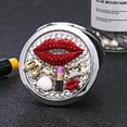 thumbnail image 2 of Red Lips Lipstick Bag Pattern Double-sided Makeup Mirror Folding Mirrors Crystal Pocket Magnifying Compact Mirror Party Favors (Moonlight), 2 of 7