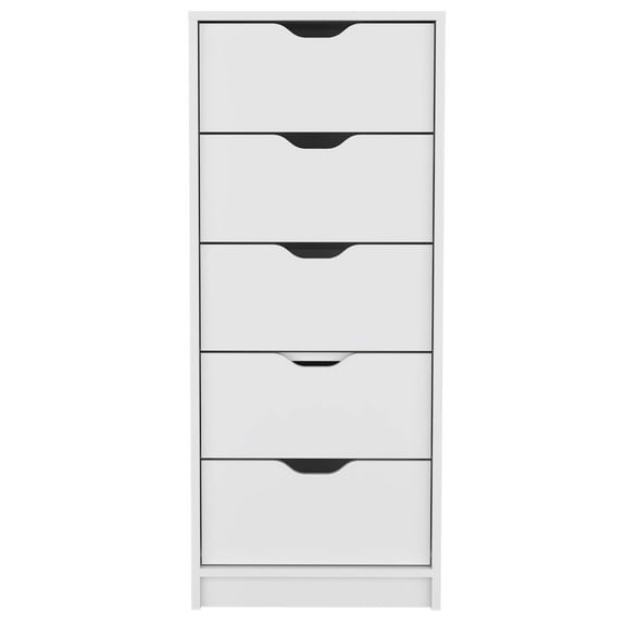 Newboti Furniture Basilea 5 Drawers Tall Dresser, Pull Out System -White 31011
