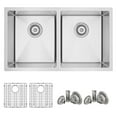 thumbnail image 2 of Stylish Dual Mount 31" Stainless Steel Double Bowl Kitchen Sink with Grids & Strainers S-401G, 2 of 11