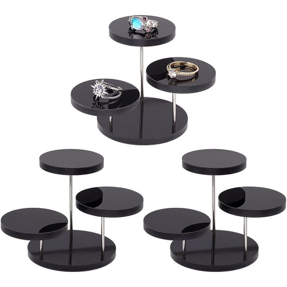 3 Set Round Acrylic Display Riser Stand 2inch Diameter 3 Tier Black Acrylic Rotatable Jewelry Display Stand Acrylic Holder for Minifigures Cupcake Perfume Collectibles Display Black DIY