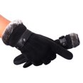 thumbnail image 1 of Guantes de nieve resistentes al viento Guantes de esquí Antideslizantes Ajustable Calor Mantener de cerdo Guantes de snowboard de material cuero para A 7D Negro, 1 of 8