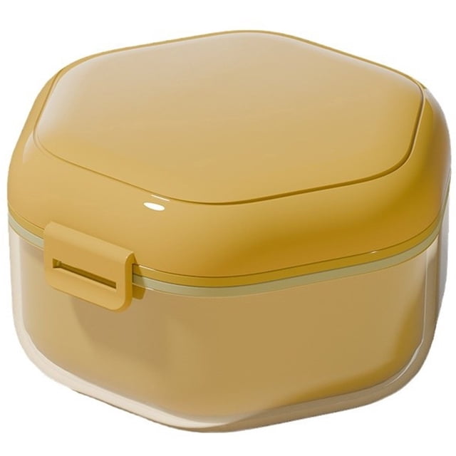 Denture Case - Bracket Case - Incl. Drip Tray - With Brush - Portable Dental Case - Plastic Denture Box - Mouth Guard Protective Case - Denture Case - Denture Storage - For - Brackets - Dentures -