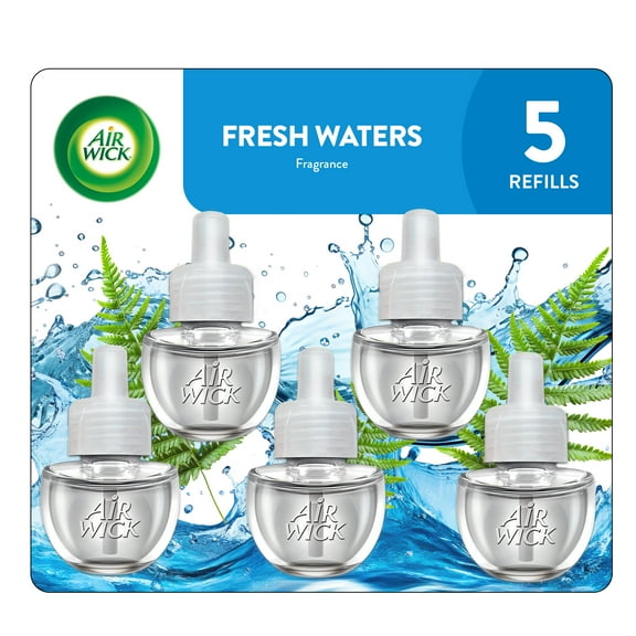 Air Wick Plug-In Scented Oil Air Freshener Warmer Refills, Fresh Waters, 5 Count