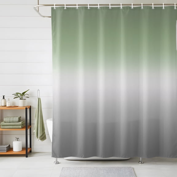 Shower Curtains for Bathroom, Sage Green Grey Ombre Waterproof Fabric Shower Curtain, Modern Ombre Abstract Art Decorative Bathroom Curtain for Bathtub, 36"x72", No Hooks Included